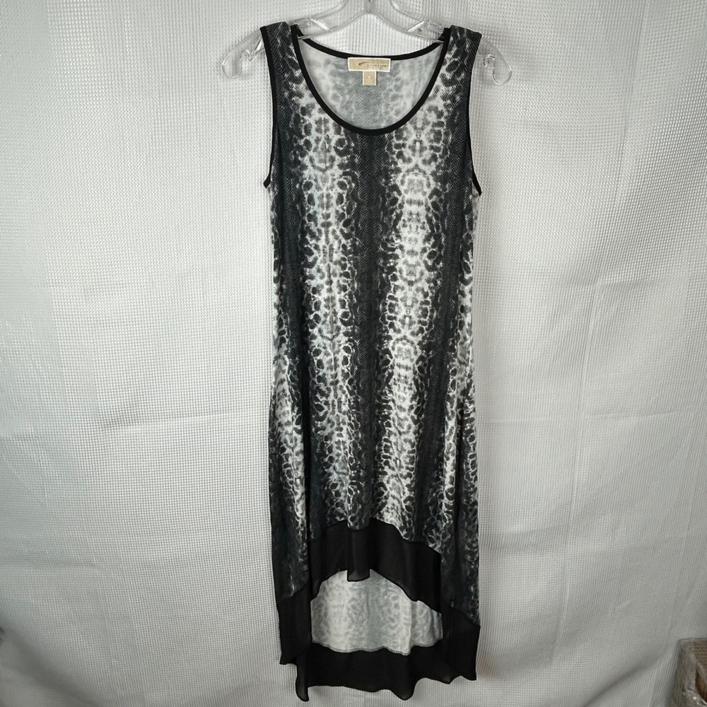 Michael Kors Womens Grey Black Snakeskin Print High Low Sleeveless Dress Small